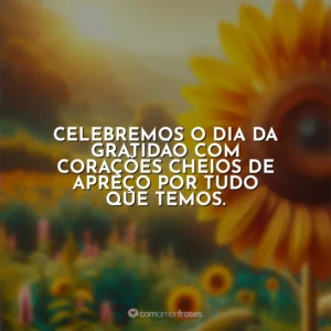 Celebremos o Dia da Gratidão com corações cheios de apreço por tudo que temos.