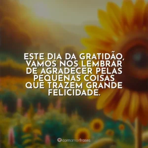 Este Dia da Gratidão, vamos nos lembrar de agradecer pelas pequenas coisas que trazem grande felicidade.