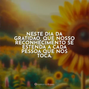 Neste Dia da Gratidão, que nosso reconhecimento se estenda a cada pessoa que nos toca.