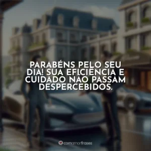 Parabéns pelo seu dia! Sua eficiência e cuidado não passam despercebidos.
