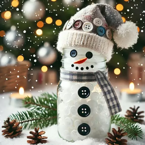 enfeites de natal reciclagem boneco neve botoes